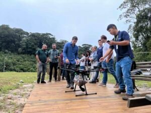 O projeto utiliza drones elétricos e cápsulas biodegradáveis nas ações de plantio.